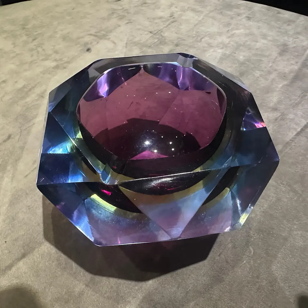 Faceted Murano glass ashtray by Seguso, 1970s 8