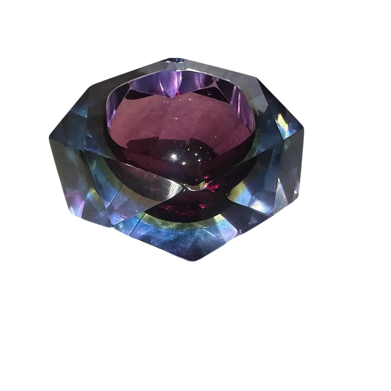 Faceted Murano glass ashtray by Seguso, 1970s 10