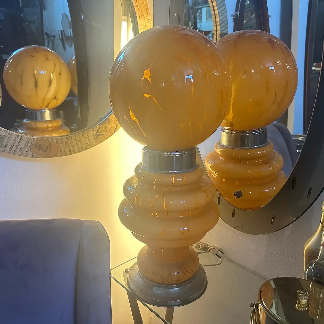 Glass and metal table lamp by Carlo Nason for Mazzega, 1970s 4