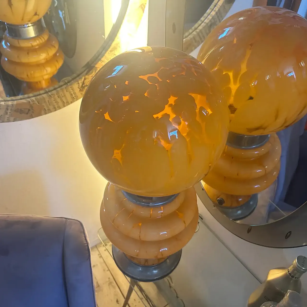 Glass and metal table lamp by Carlo Nason for Mazzega, 1970s 5