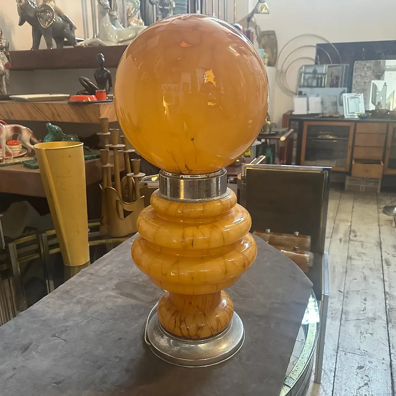 Glass and metal table lamp by Carlo Nason for Mazzega, 1970s 7