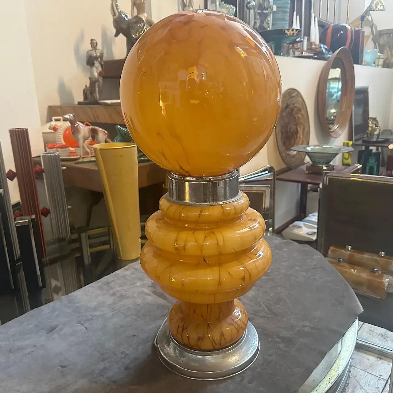 Glass and metal table lamp by Carlo Nason for Mazzega, 1970s 9