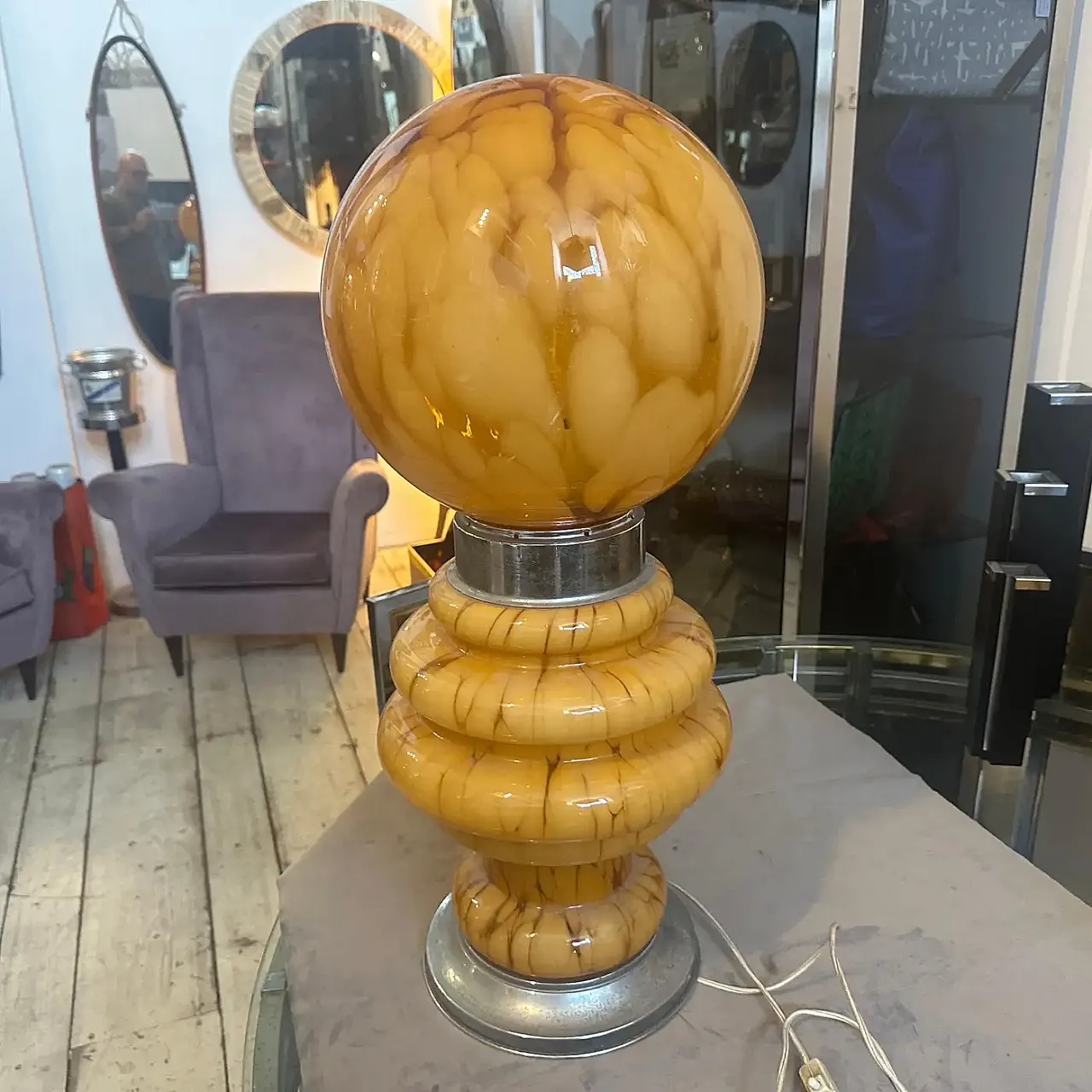 Glass and metal table lamp by Carlo Nason for Mazzega, 1970s 12