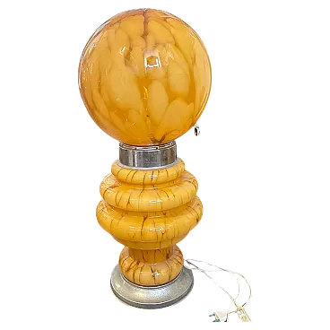 Glass and metal table lamp by Carlo Nason for Mazzega, 1970s