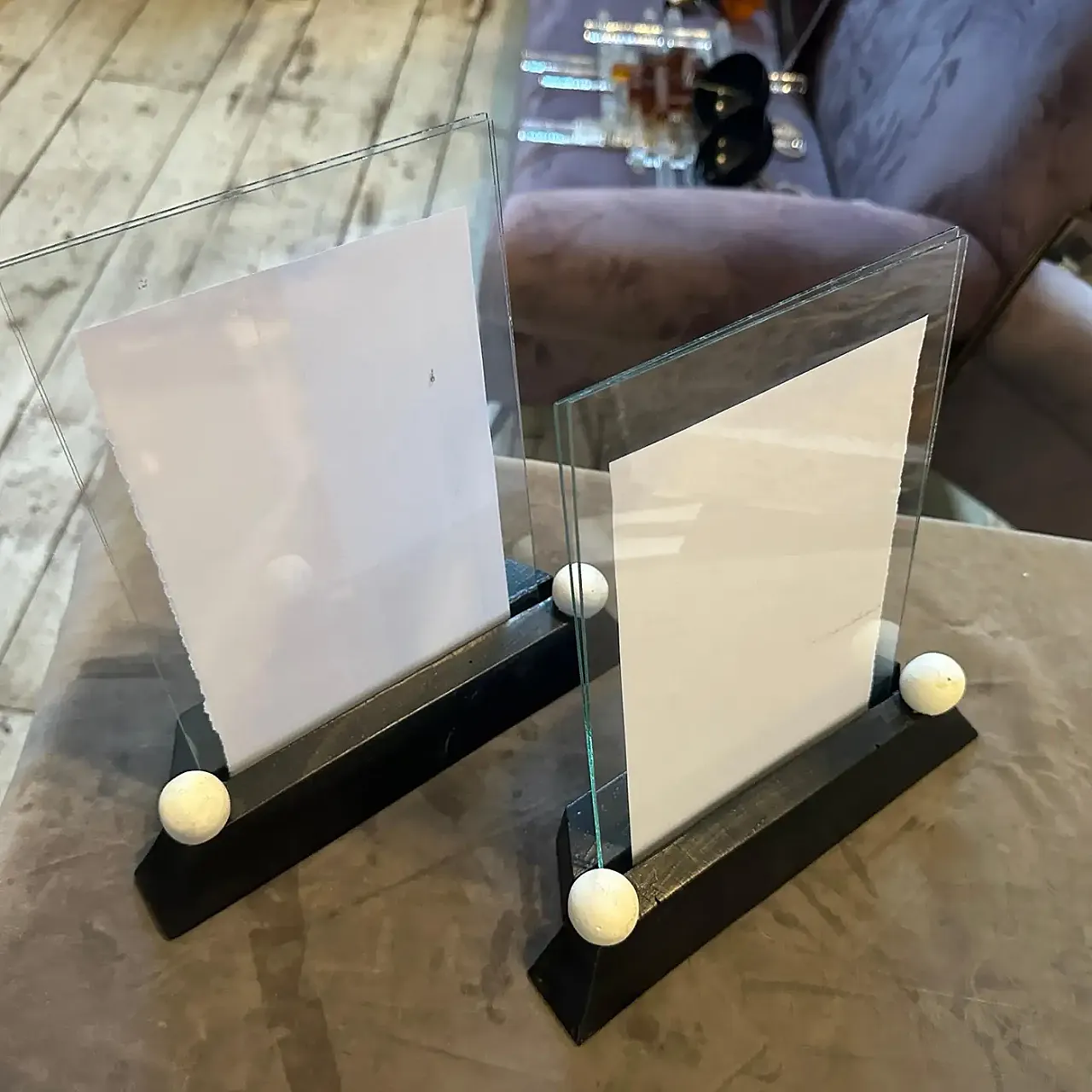 Pair of Art Deco frames in wood and lacquered glass, 1930s 2