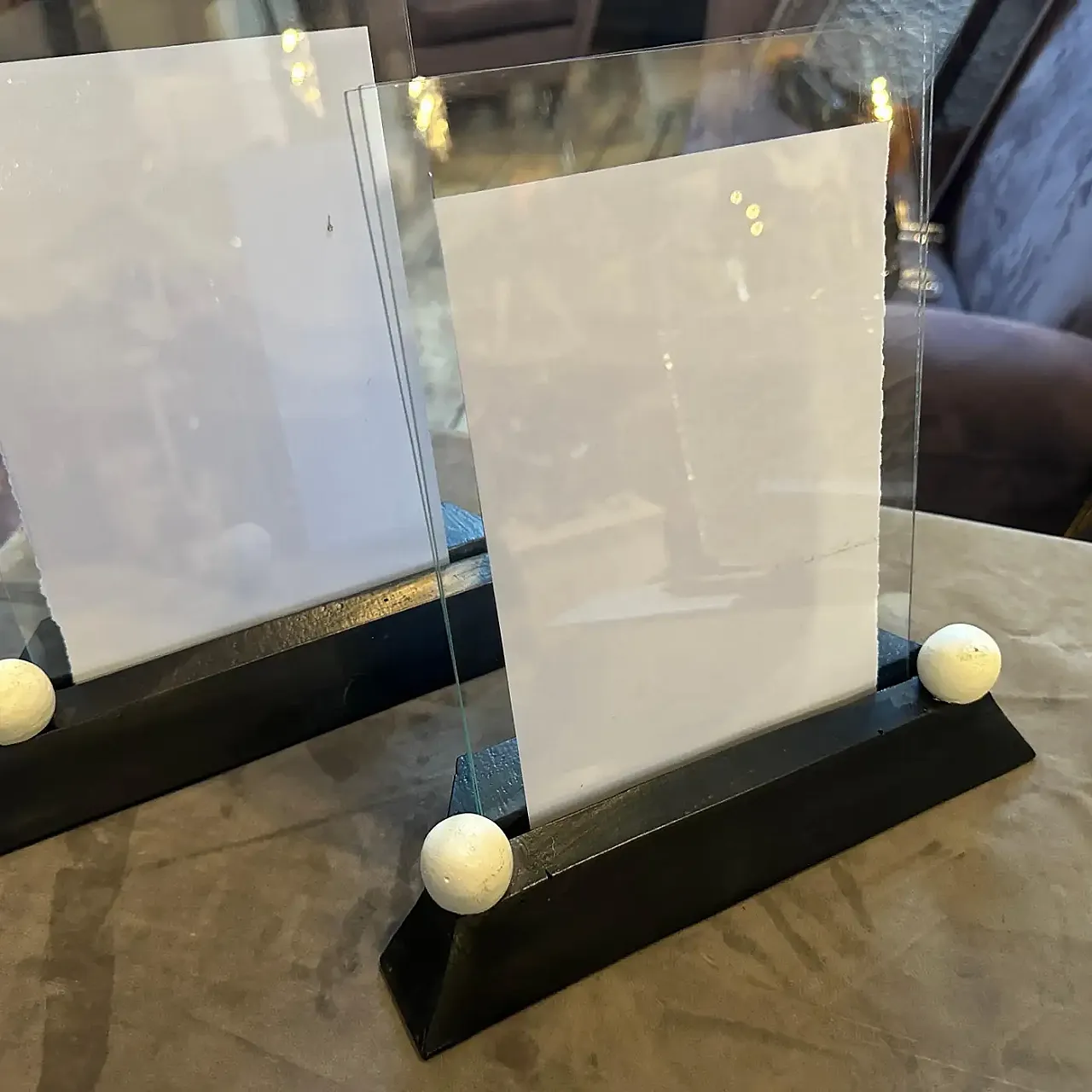 Pair of Art Deco frames in wood and lacquered glass, 1930s 3