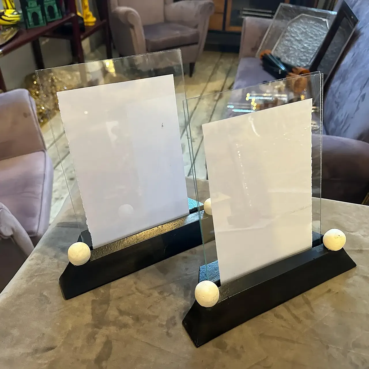 Pair of Art Deco frames in wood and lacquered glass, 1930s 4
