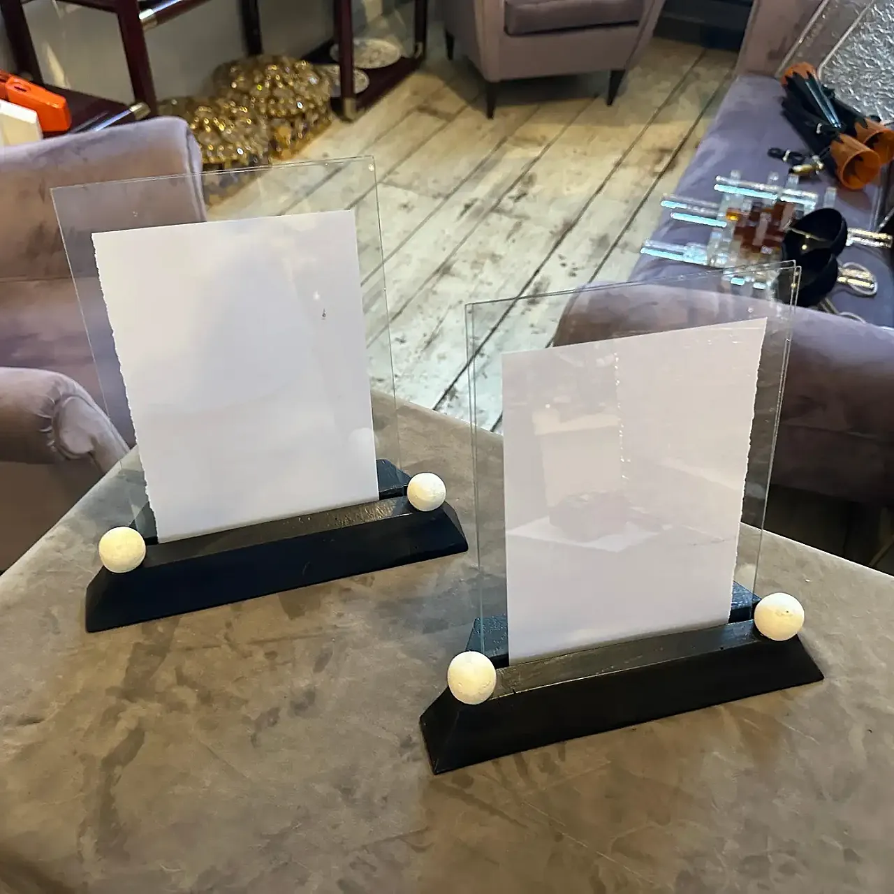 Pair of Art Deco frames in wood and lacquered glass, 1930s 8