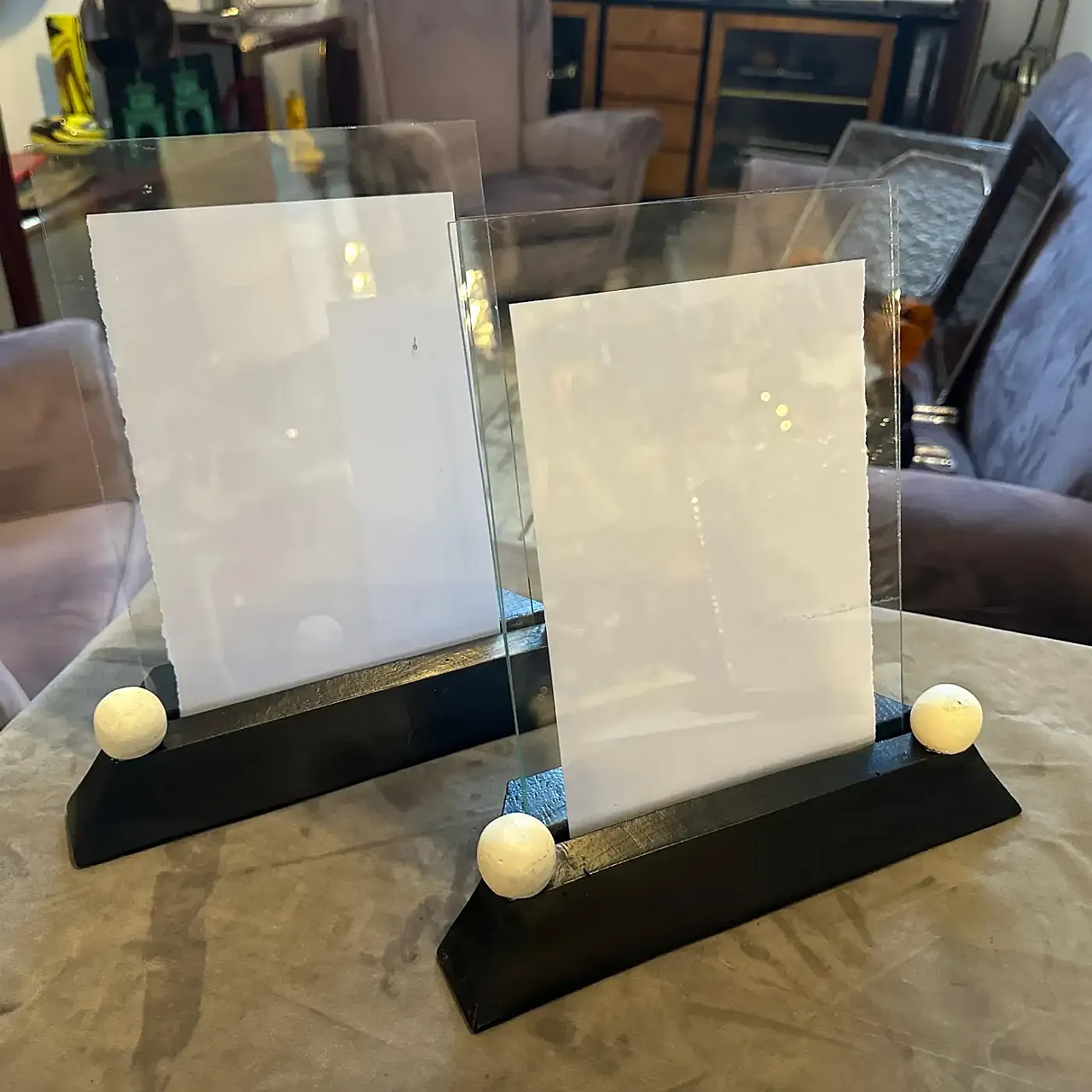 Pair of Art Deco frames in wood and lacquered glass, 1930s 9