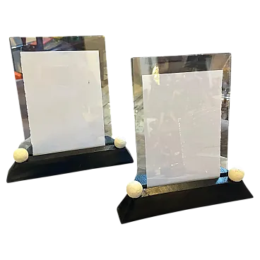 Pair of Art Deco frames in wood and lacquered glass, 1930s