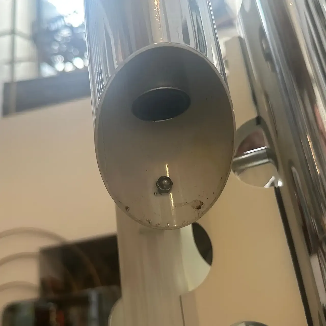 Chromed metal and white wood floor lamp, 1970s 7