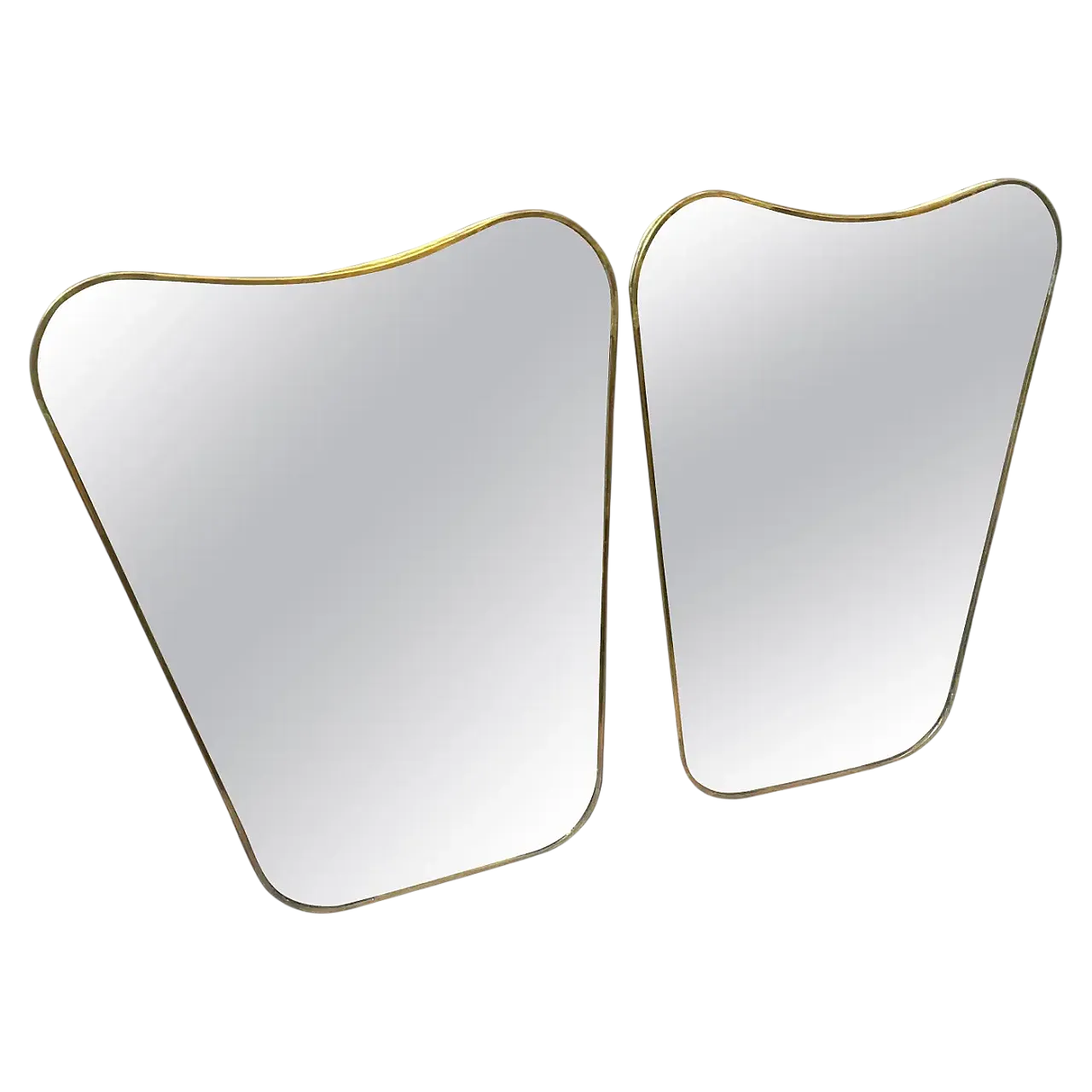 Coppia di specchi in ottone a forma di biscotto, anni '70 11