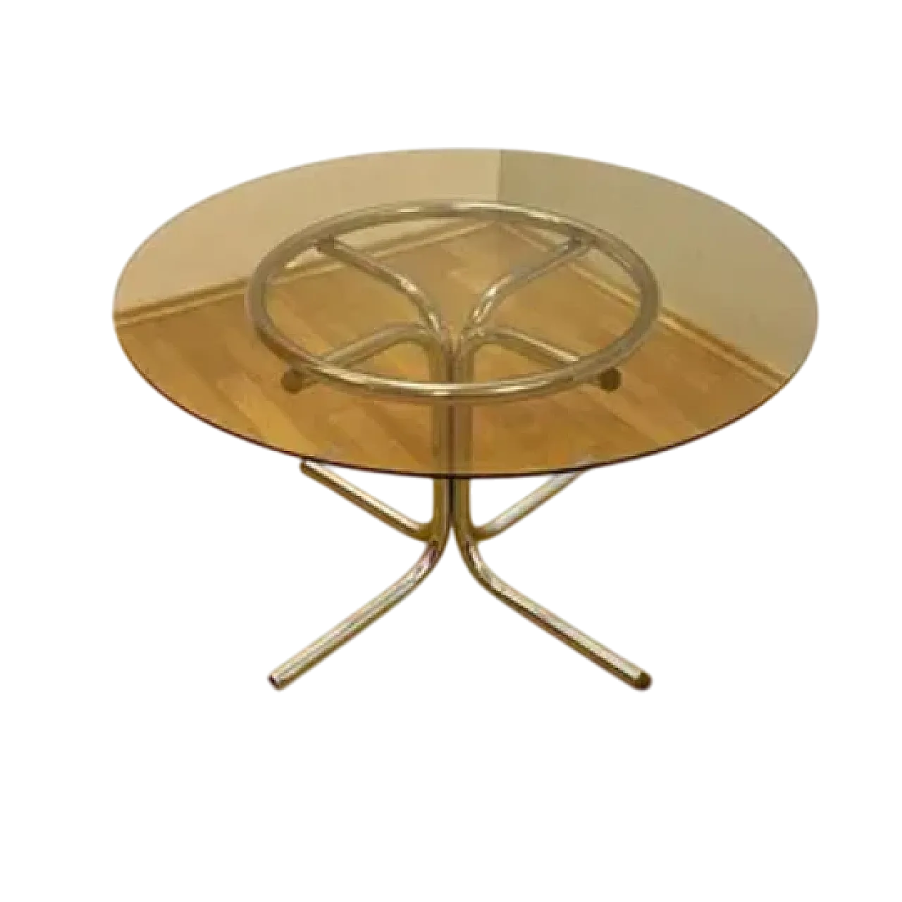 Tavolino in vetro con base cromata, anni '70 7