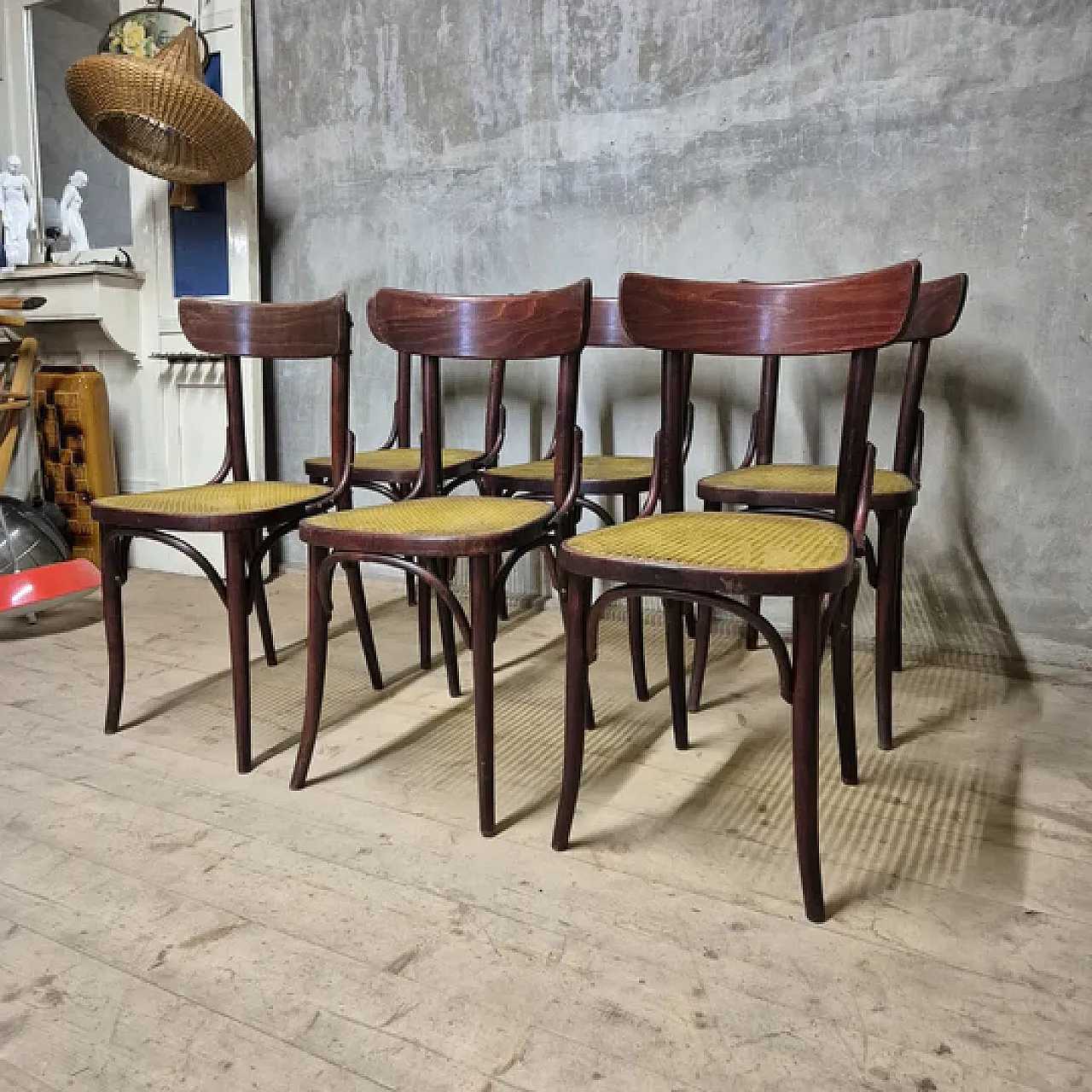 6 Sedie da pranzo in stile Thonet, anni '60 7