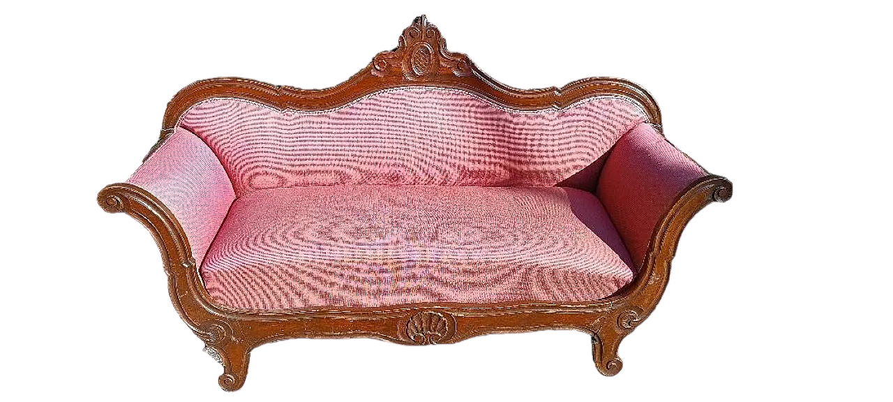 Divano per piccola barca in noce, metà '800 8