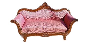 Small boat sofa in walnut, mid-19th century