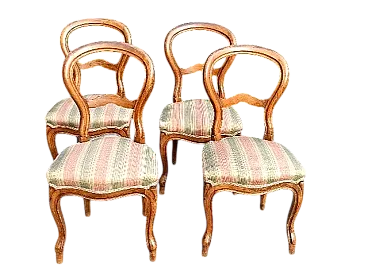 4 Walnut chairs, mid-19th century