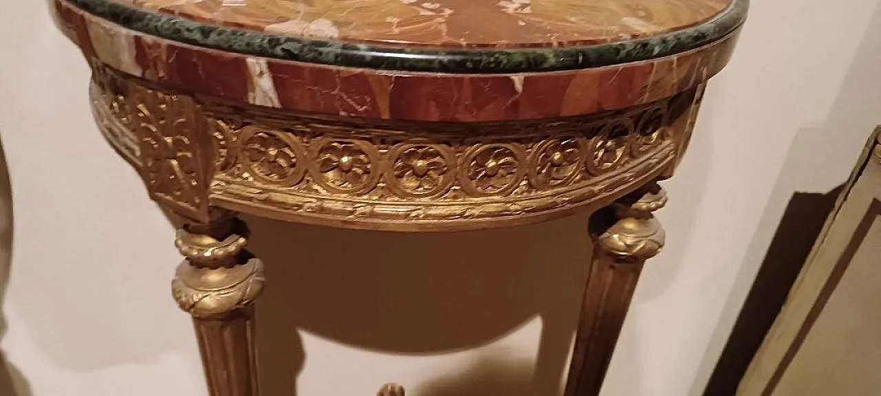 Pair of Louis XVI style gilded wooden consoles, late 19th century 4