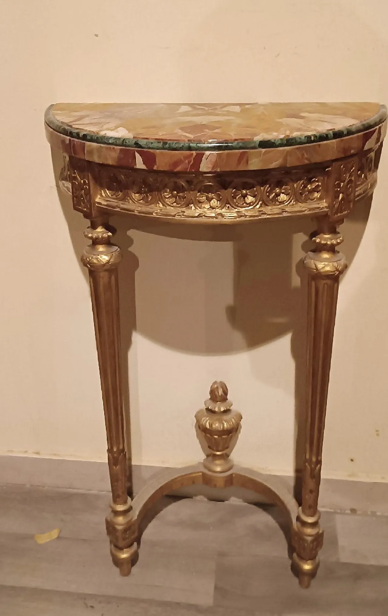 Pair of Louis XVI style gilded wooden consoles, late 19th century 6
