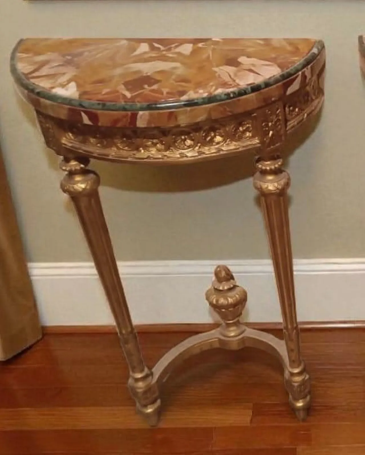 Pair of Louis XVI style gilded wooden consoles, late 19th century 7