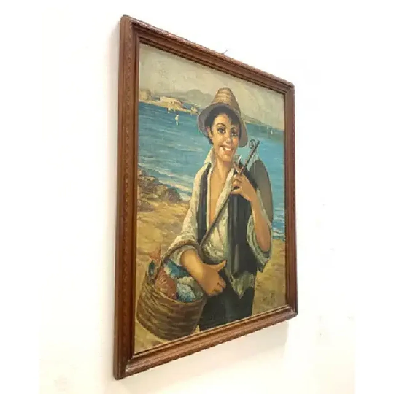 Giovane pescatore italiano di G. De Curtis, olio su tela, '900 2