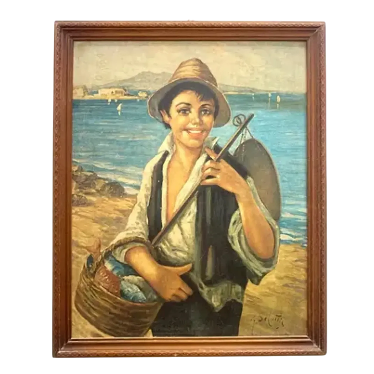 Giovane pescatore italiano di G. De Curtis, olio su tela, '900 11