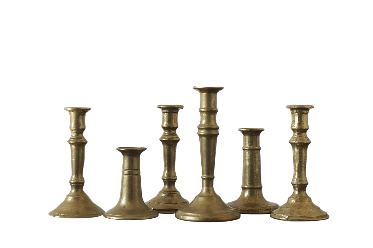 6 Brass candlesticks, 1960s 4