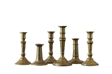 6 Portacandele in ottone, anni '60