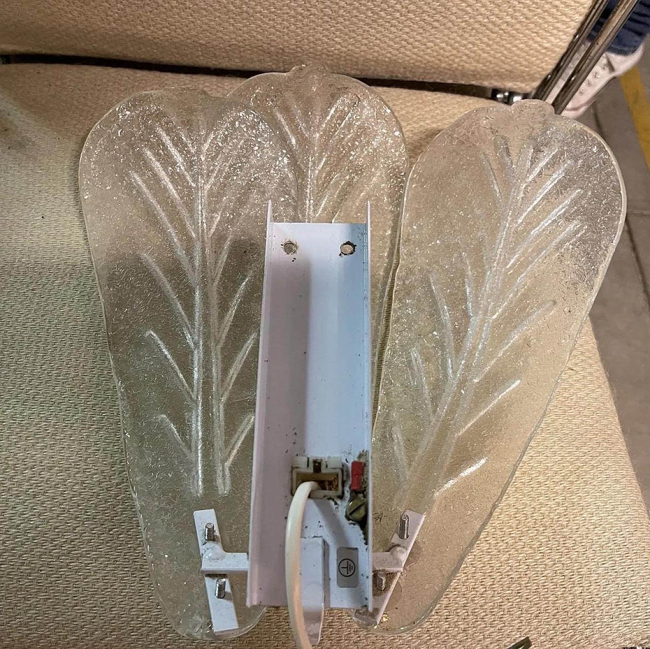 Coppia di applique in vetro di Murano, anni '70 8