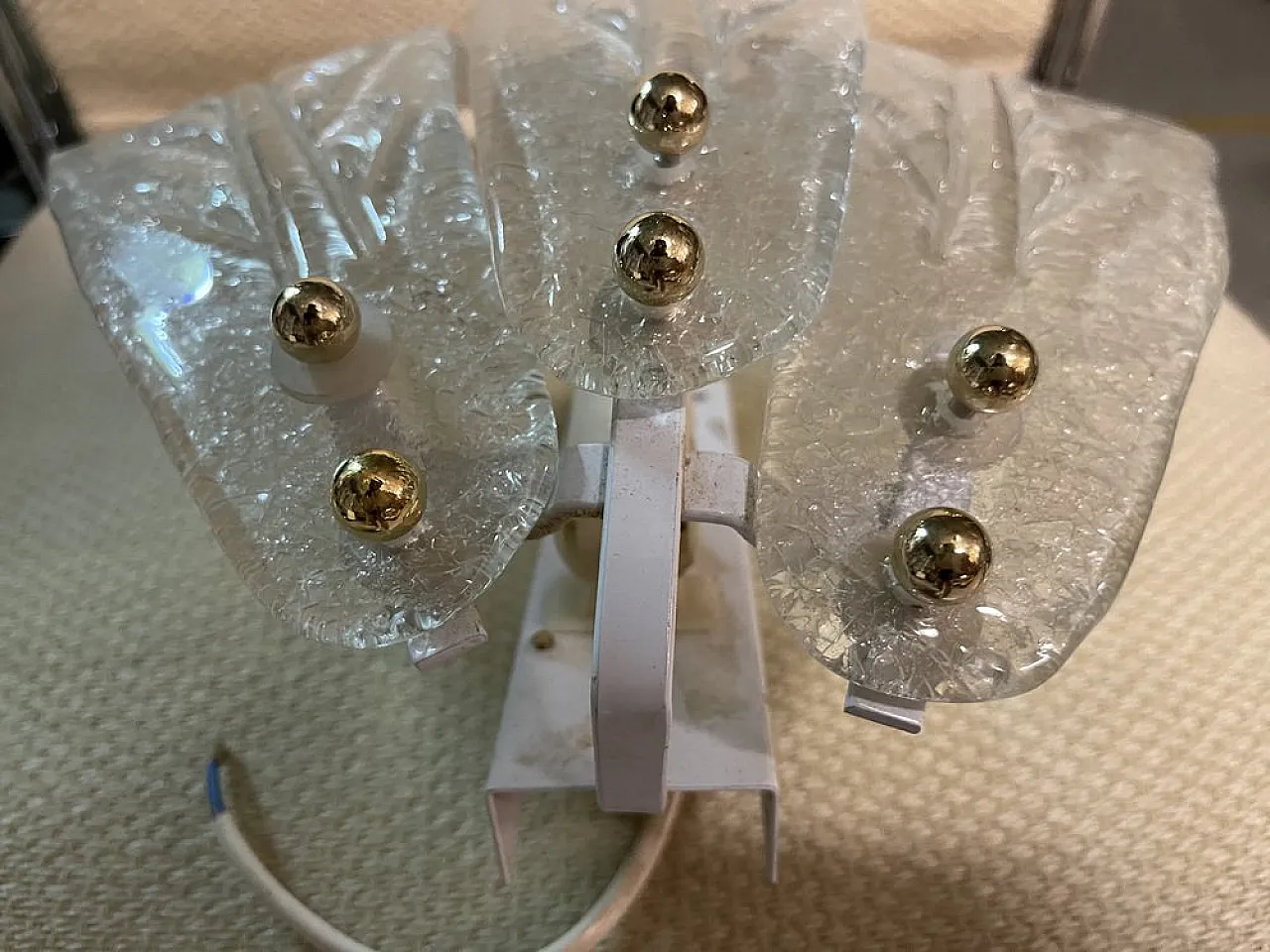 Coppia di applique in vetro di Murano, anni '70 9