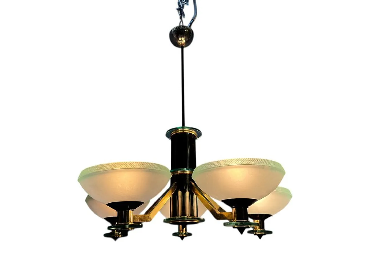 Lampadario Art Déco in vetro di Murano, anni '60 2