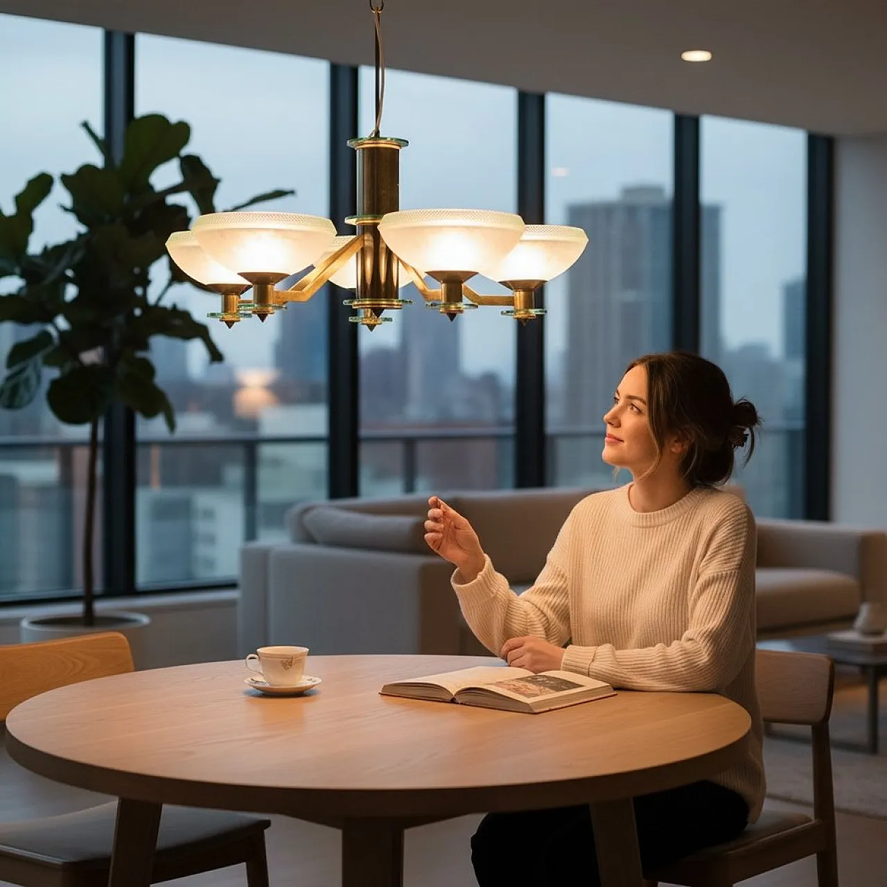 Lampadario Art Déco in vetro di Murano, anni '60 4