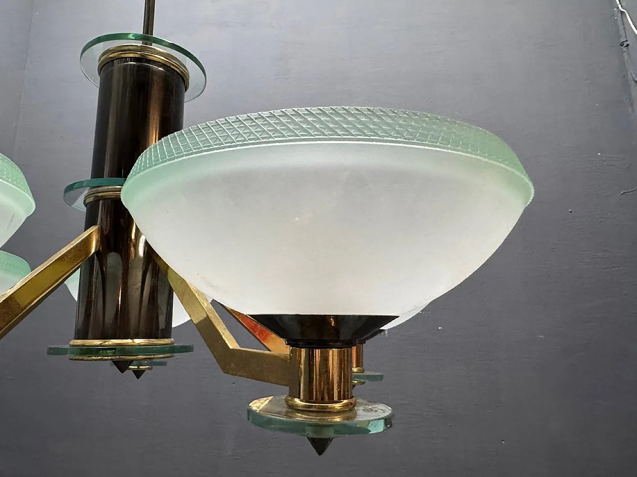 Lampadario Art Déco in vetro di Murano, anni '60 5