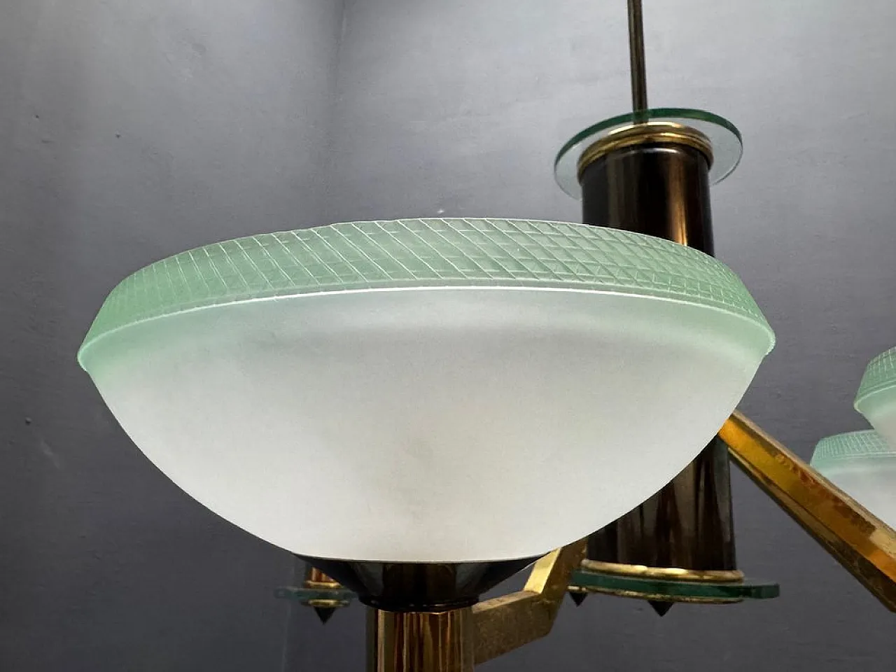 Lampadario Art Déco in vetro di Murano, anni '60 6