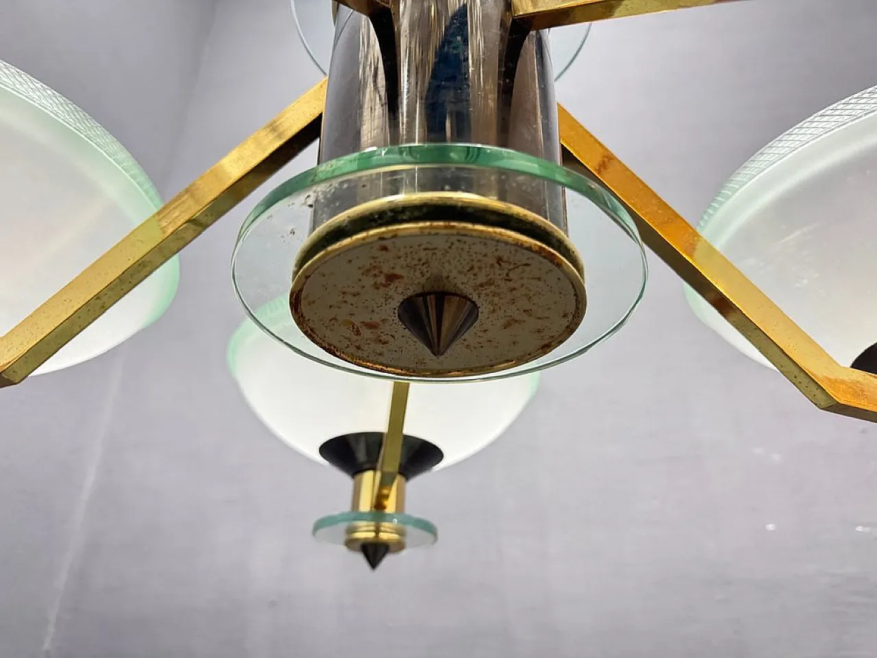 Lampadario Art Déco in vetro di Murano, anni '60 8