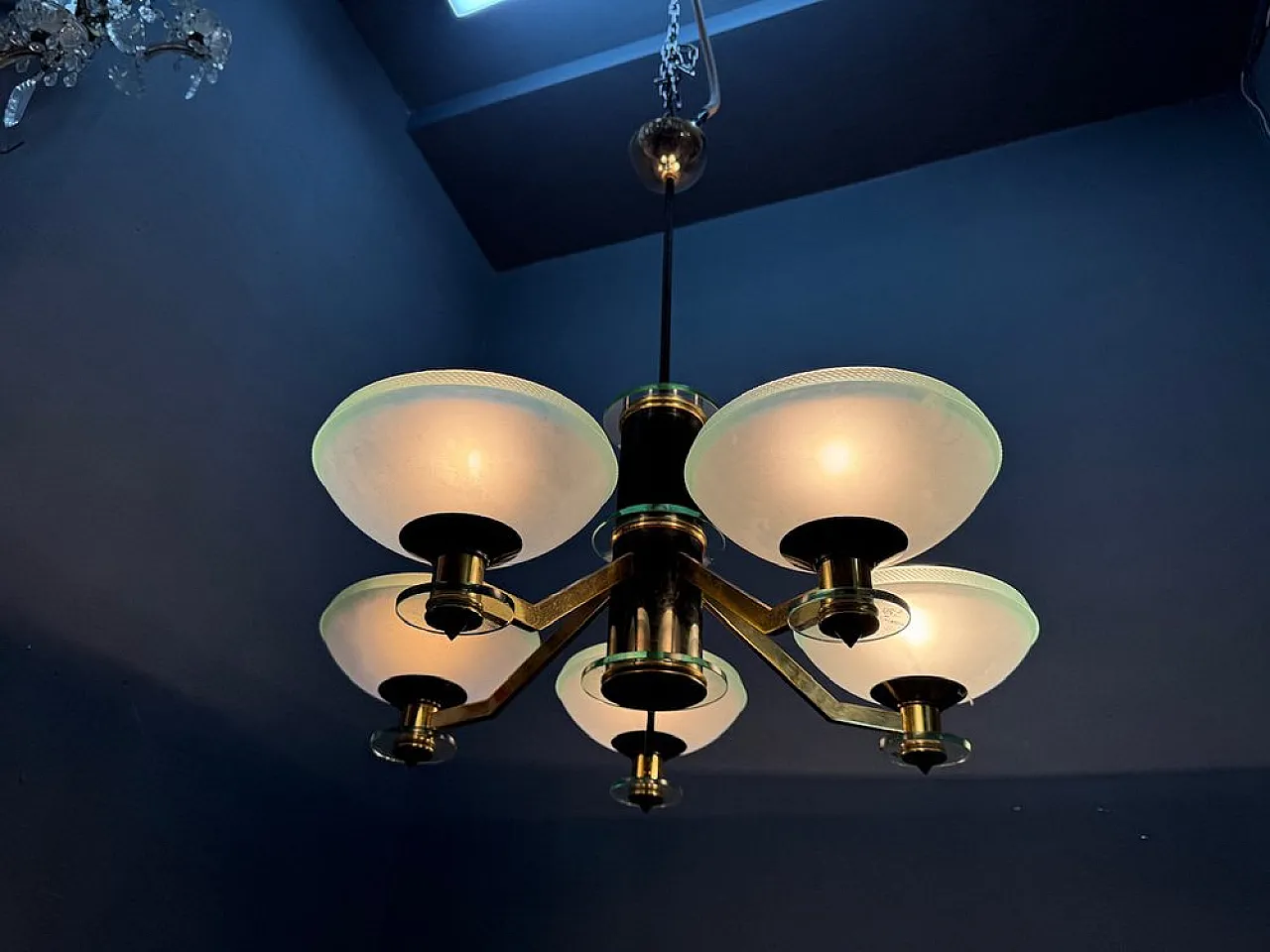 Lampadario Art Déco in vetro di Murano, anni '60 11