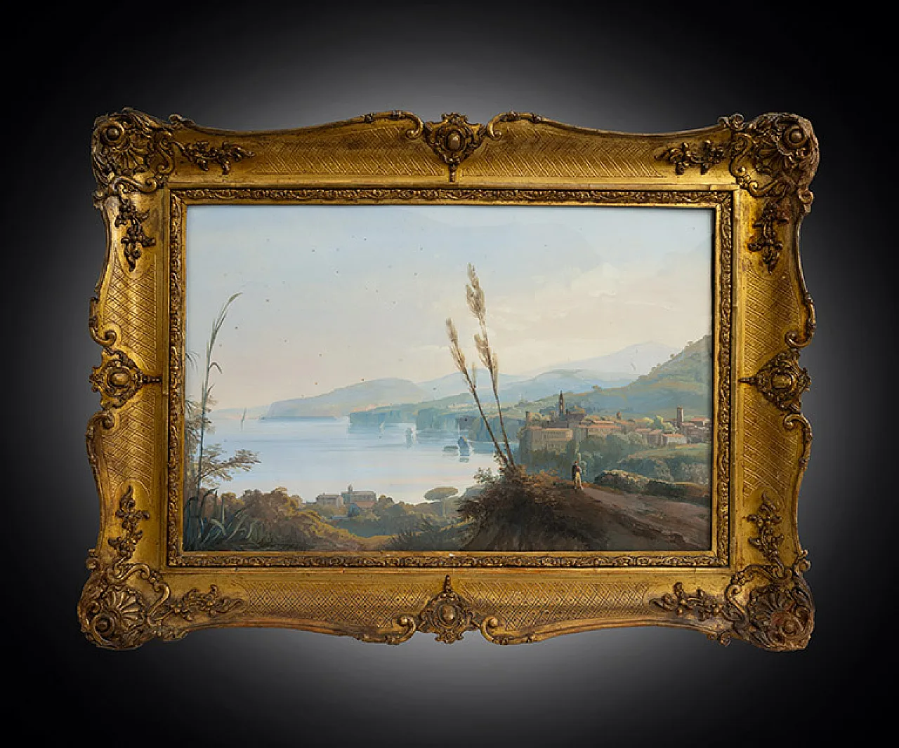 Coppia di Gouaches Napoletani raffigurante i templi di Paestum, '800 2