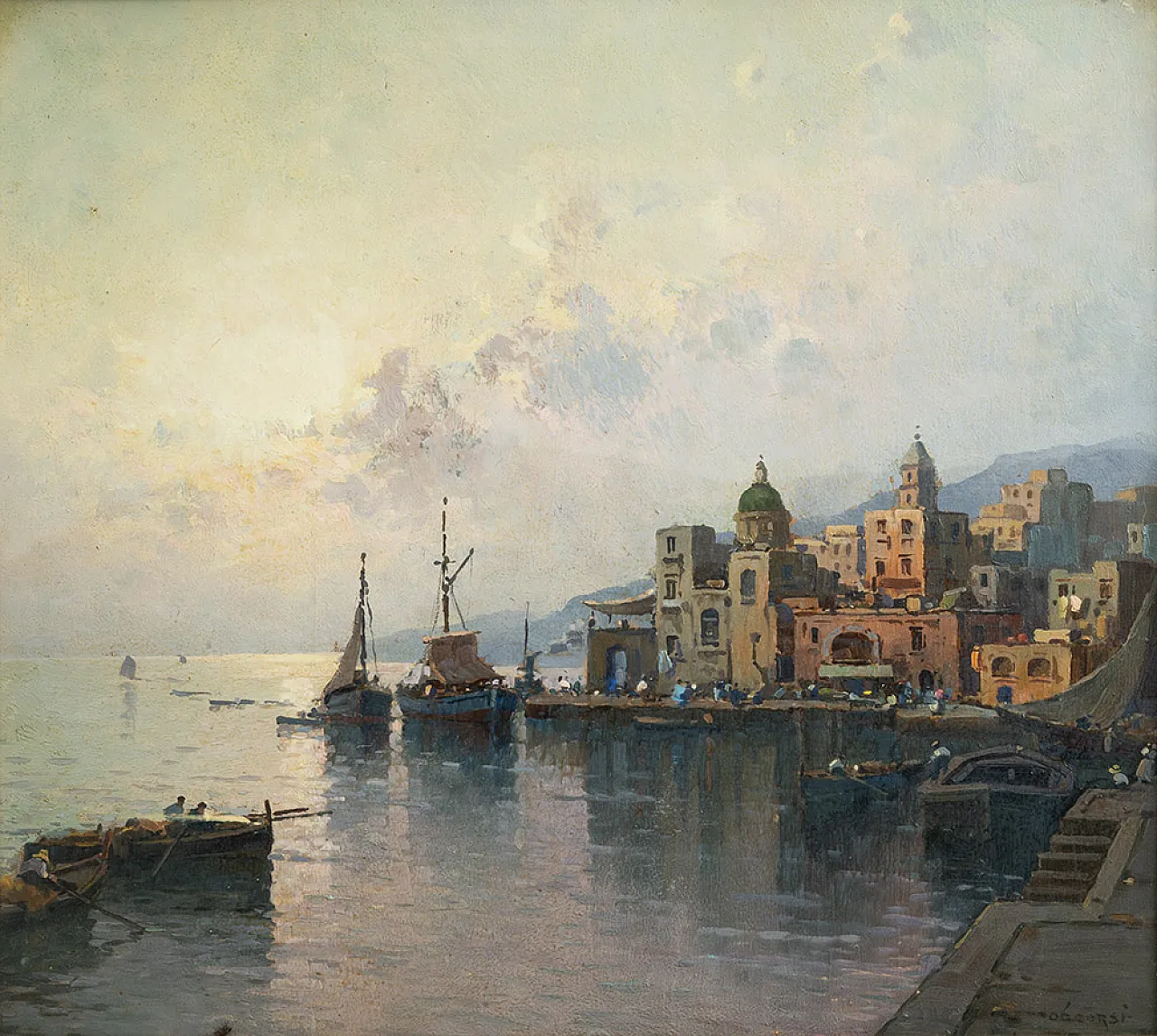 Oil painting on wood with coeval frame signed Nicolas De Corsi, 19th c 2