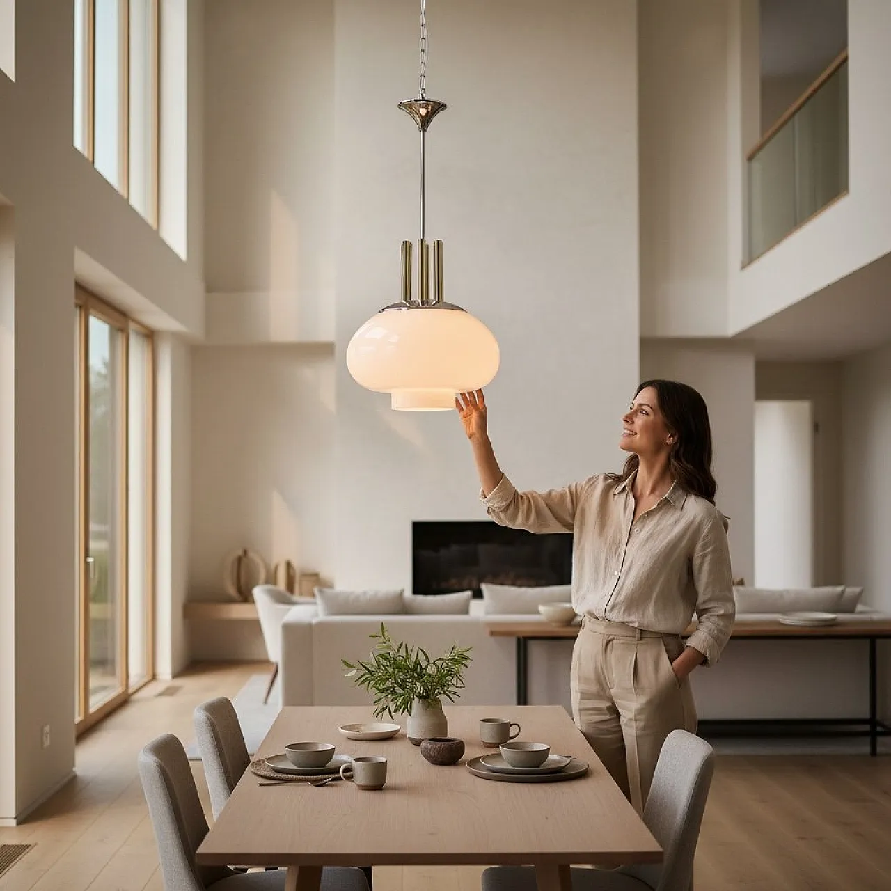 Large pendant lamp in chromed metal and Murano glass attributed to Mazzega, 1970s 6