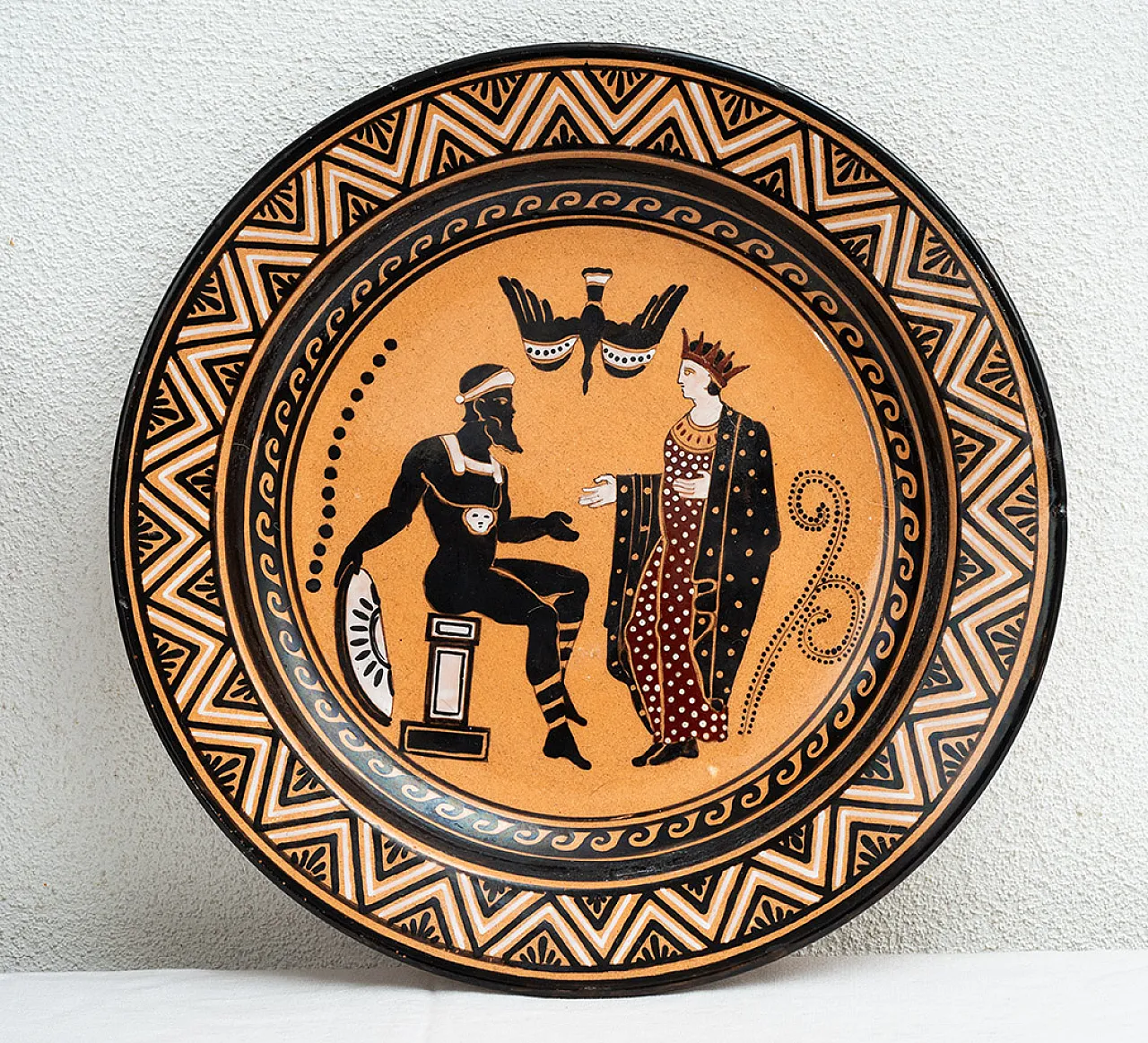 Coppia di piatti Giustiniani in terracotta policroma, '800 3