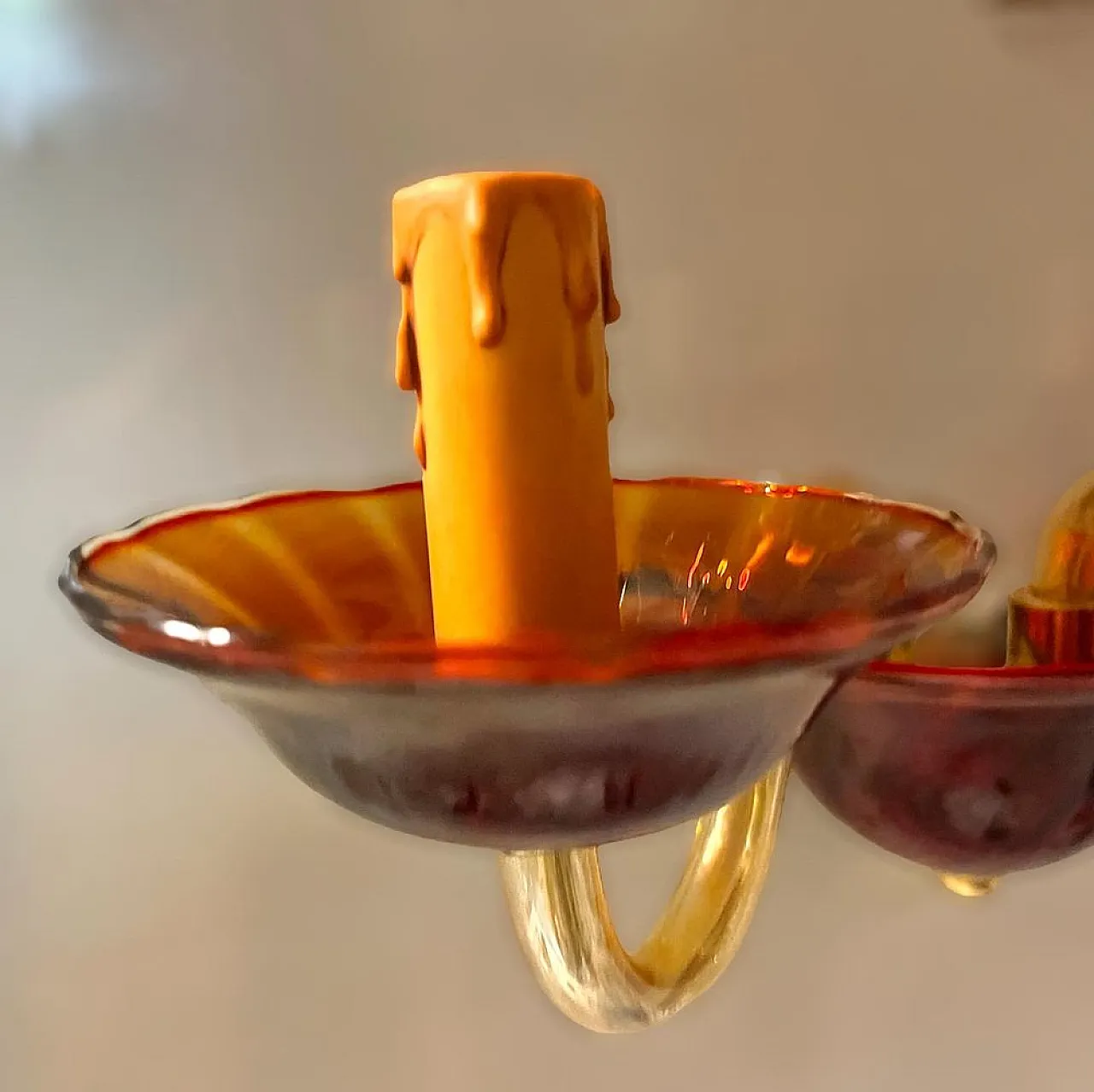 Pair of ruby red Murano Glass Sconces by Made Murano Glass, 70s 5