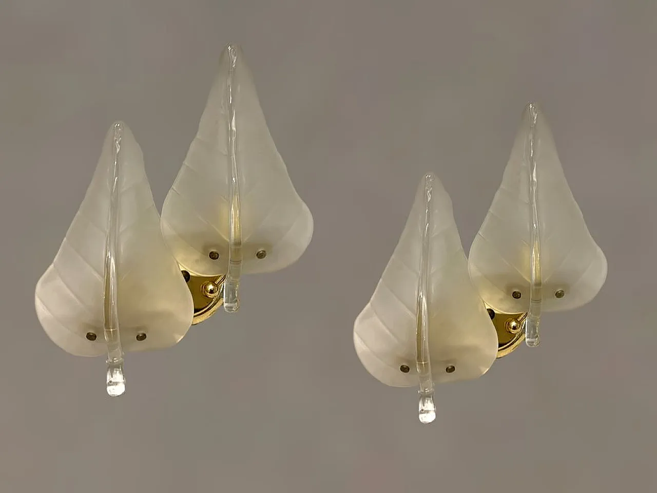 Coppia di spplique Mid-Century in vetro di Murano, anni '70 2
