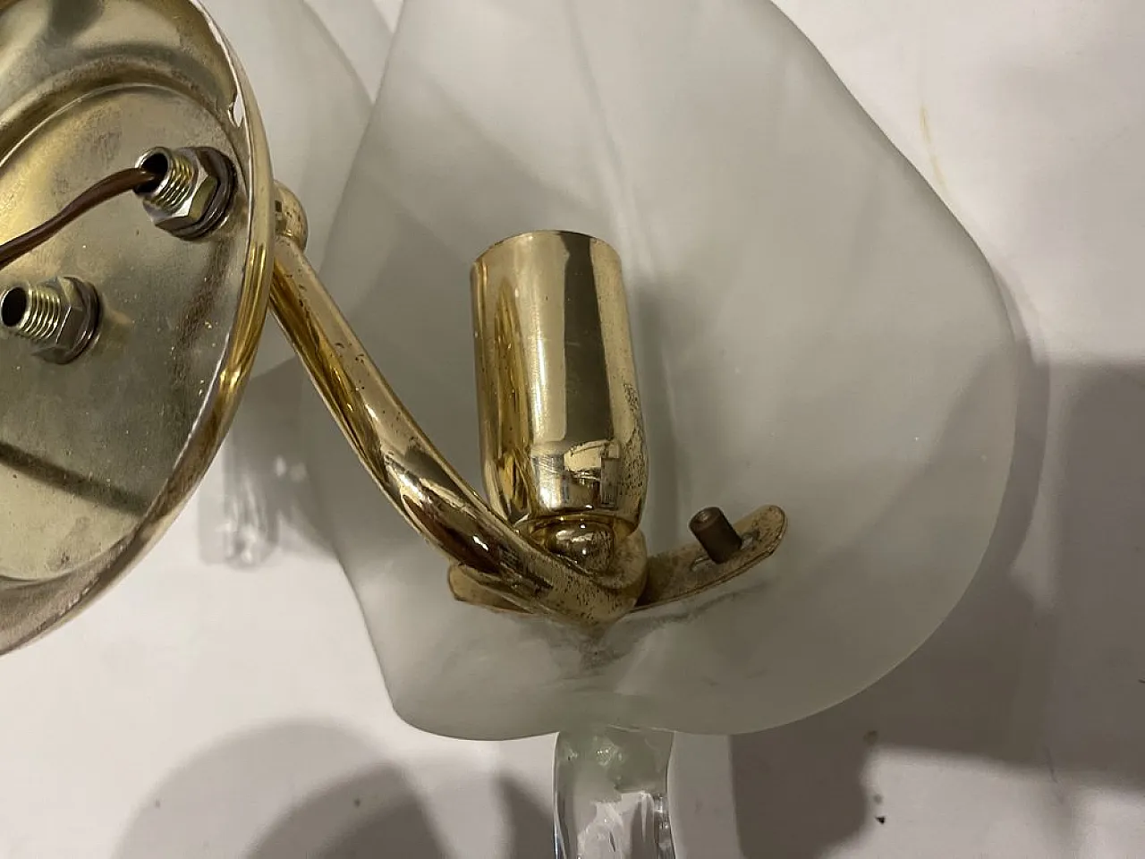 Coppia di spplique Mid-Century in vetro di Murano, anni '70 5