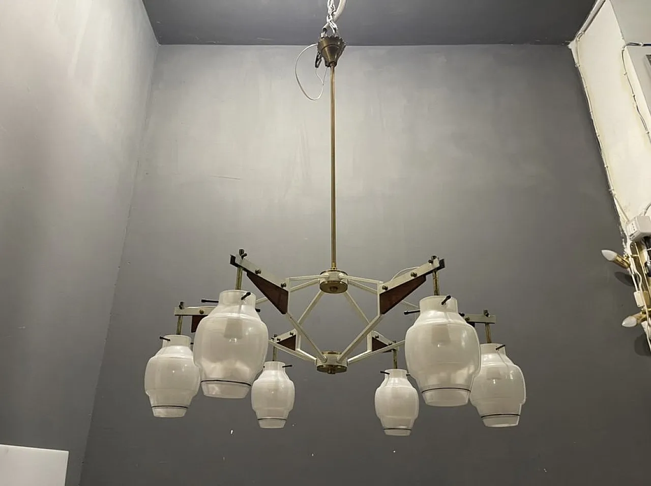Geometric chandelier from Stilnovo, Italy, 1950s 1