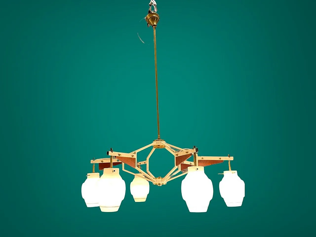 Geometric chandelier from Stilnovo, Italy, 1950s 8