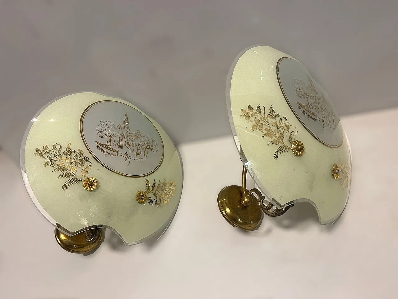 Pair of Art Nouveau style sconces, Italy, 1940s 1