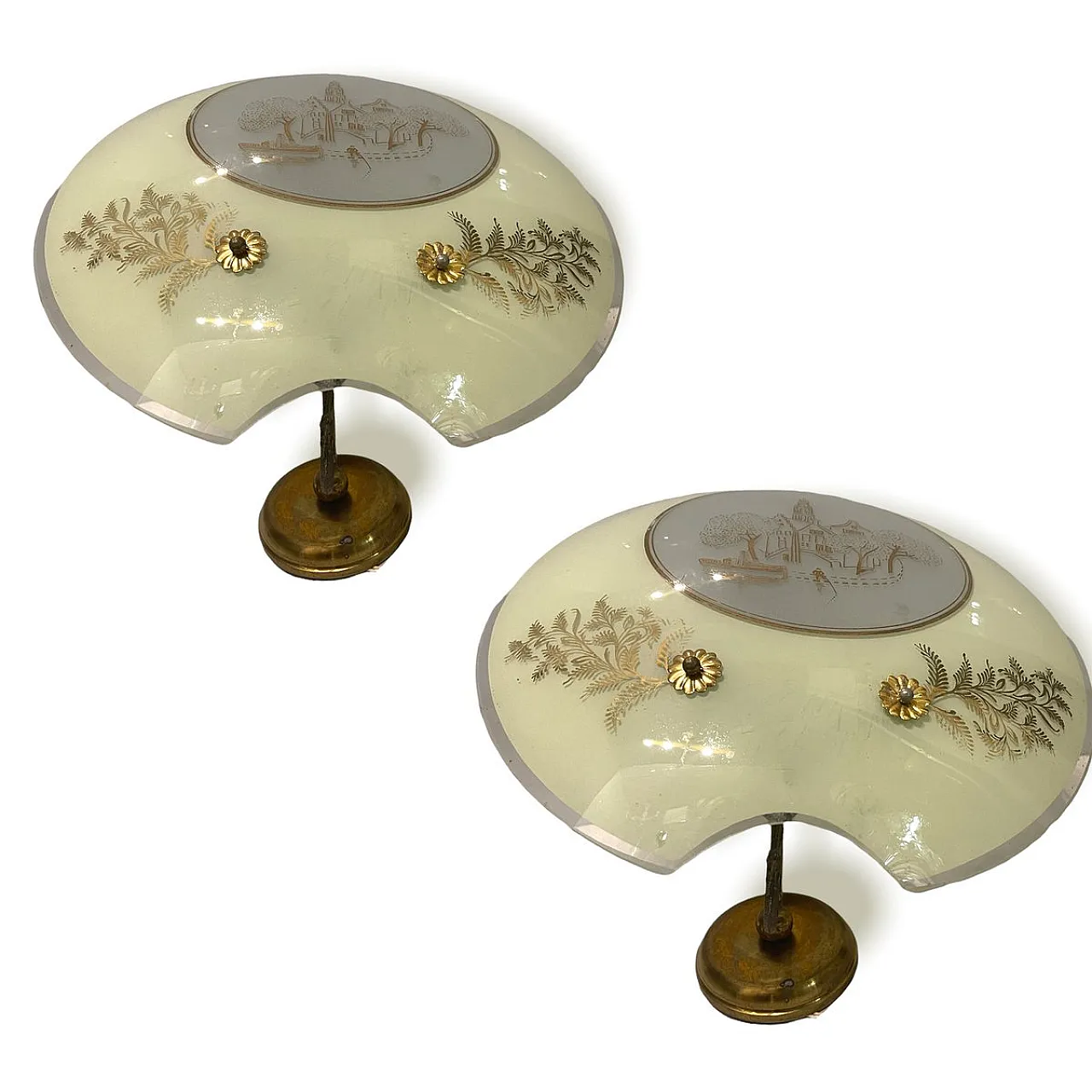 Pair of Art Nouveau style sconces, Italy, 1940s 9