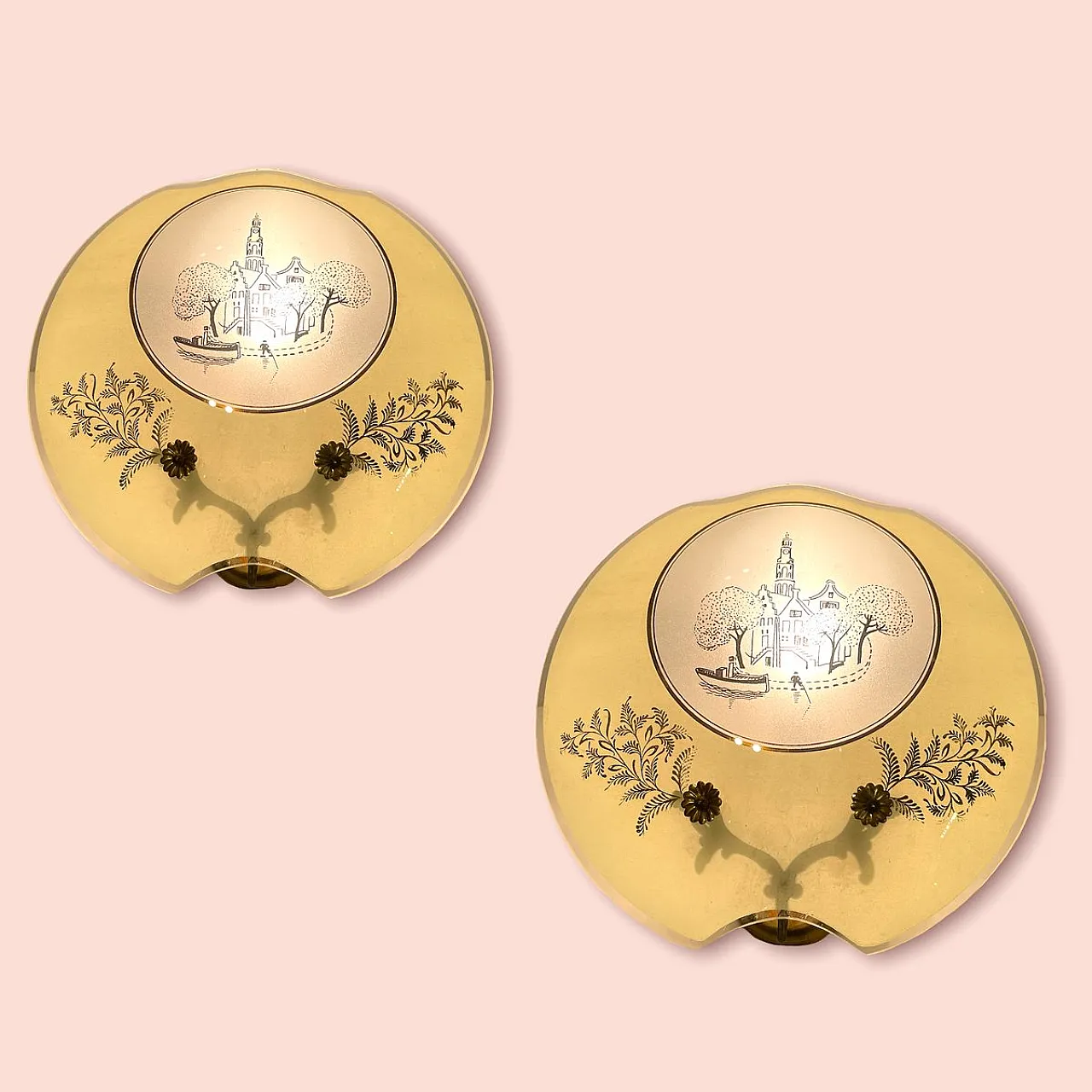 Pair of Art Nouveau style sconces, Italy, 1940s 10