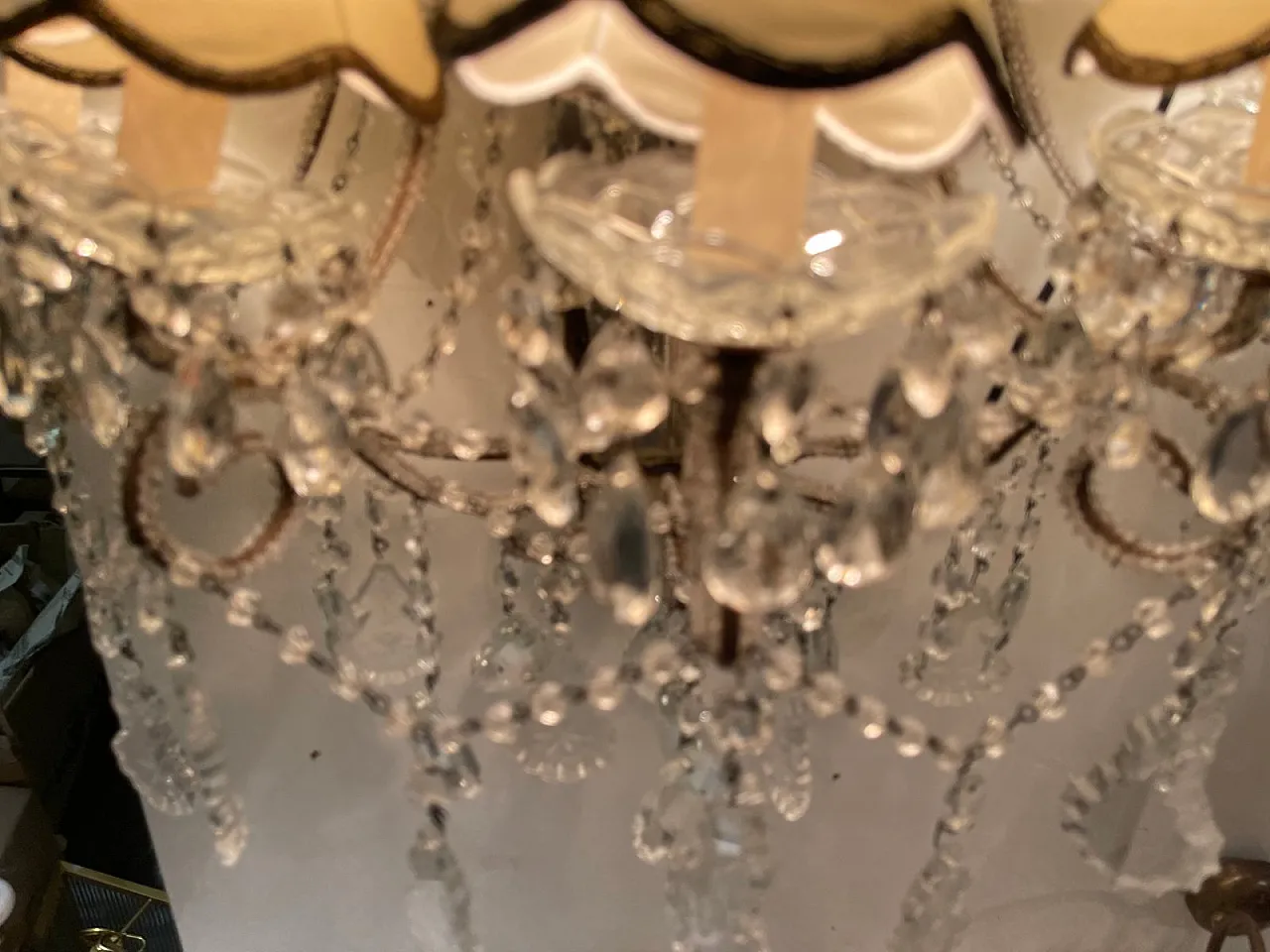 Coppia di applique grandi antiche in cristallo specchiato, anni '30 3