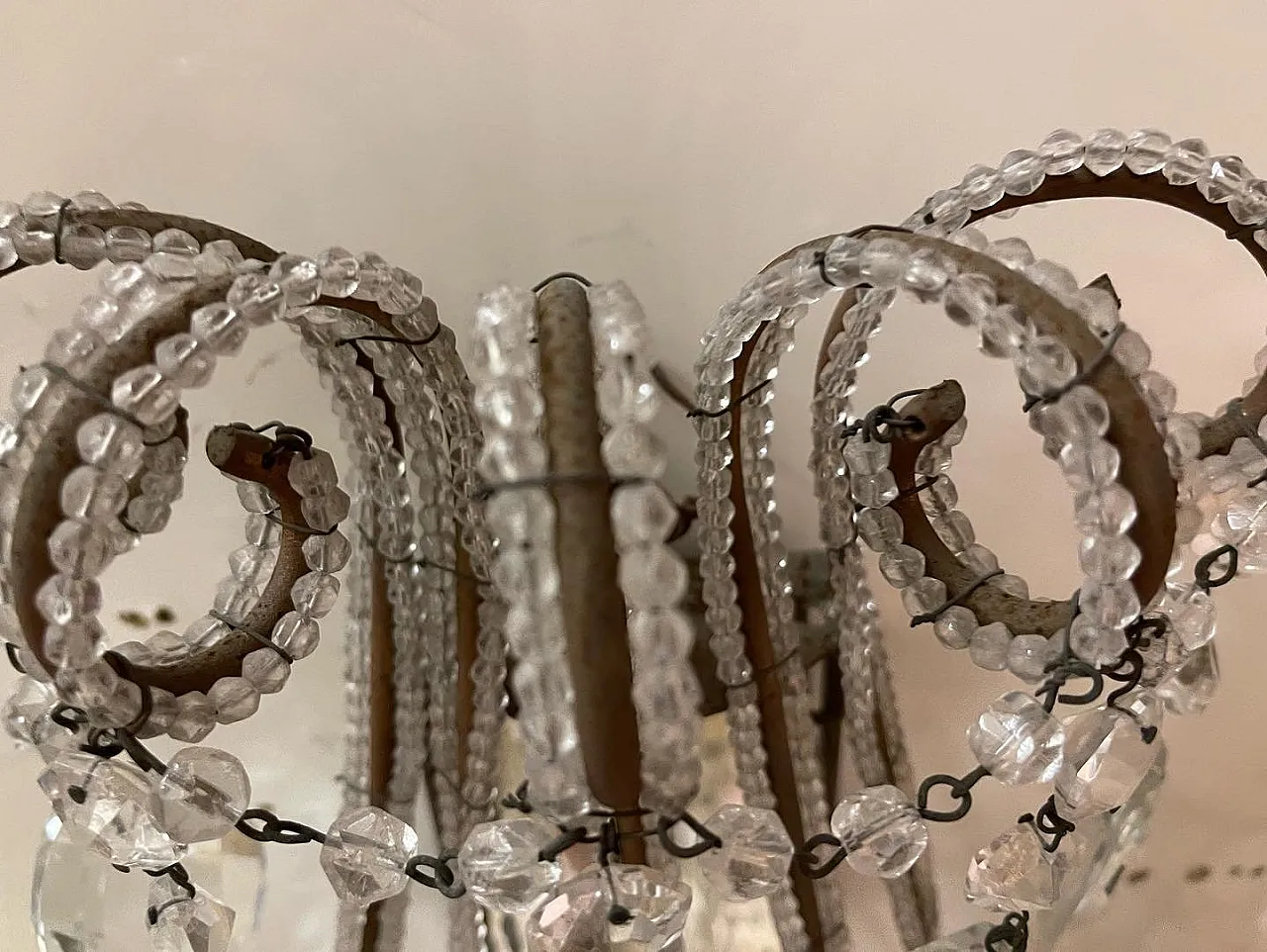 Coppia di applique grandi antiche in cristallo specchiato, anni '30 14